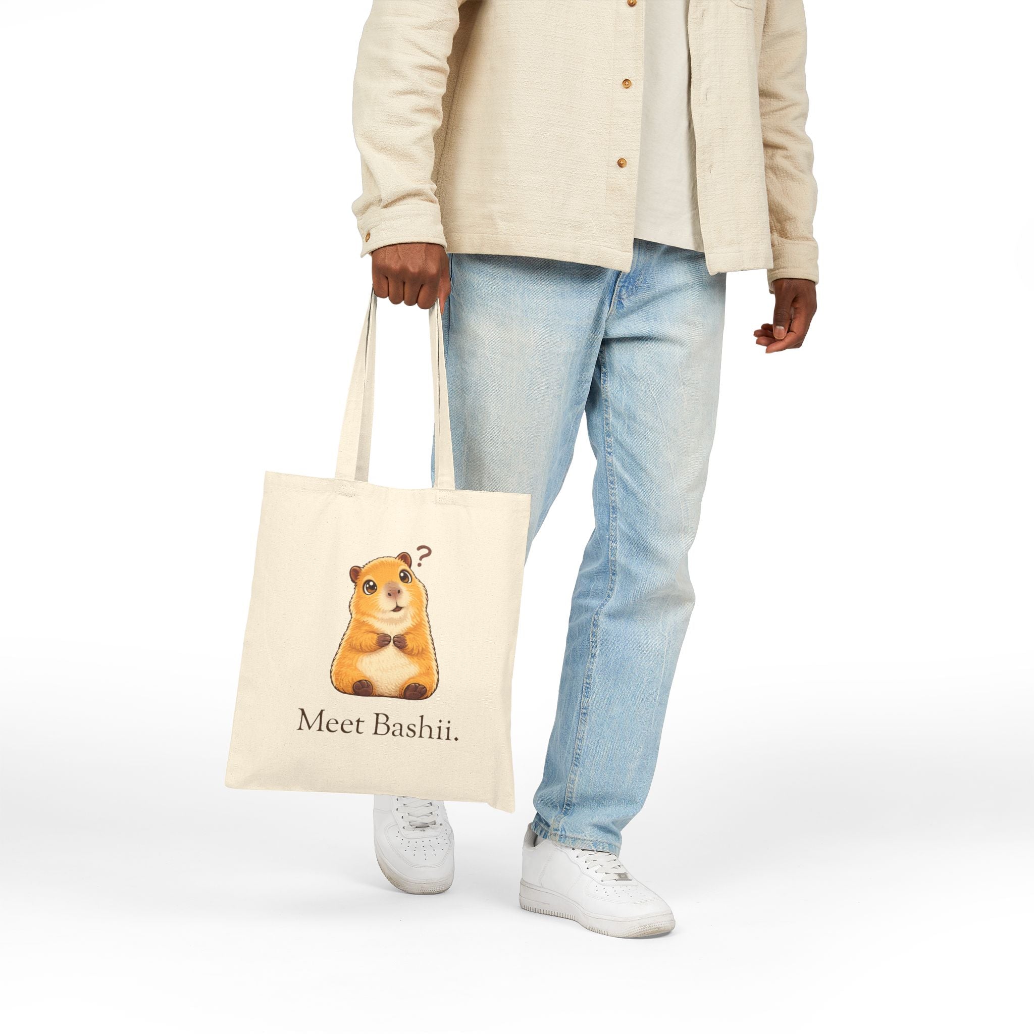 Meet Bashii Canvas Tote Double-Sided “Curious, Not Clueless” Heavyweight Cotton Bag