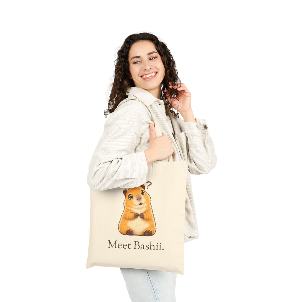 Meet Bashii Canvas Tote Double-Sided “Curious, Not Clueless” Heavyweight Cotton Bag