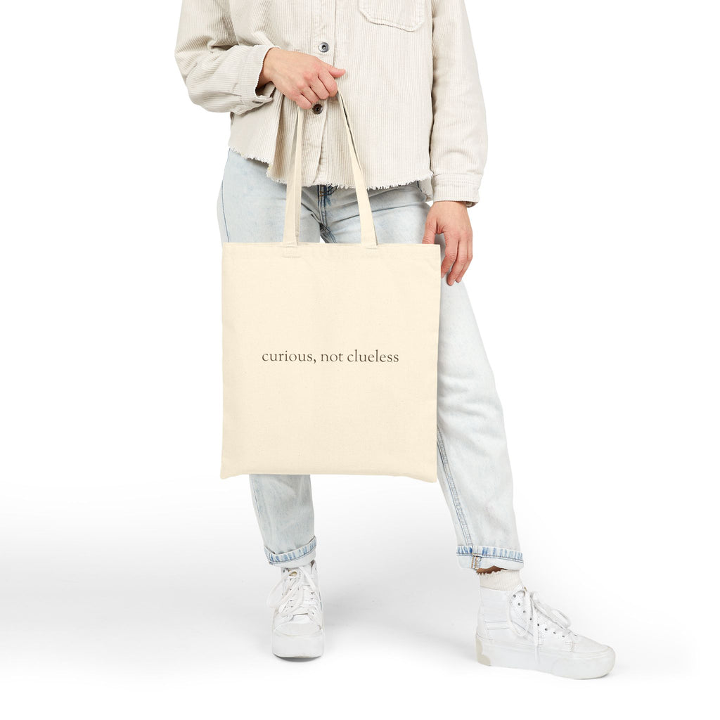Meet Bashii Canvas Tote Double-Sided “Curious, Not Clueless” Heavyweight Cotton Bag