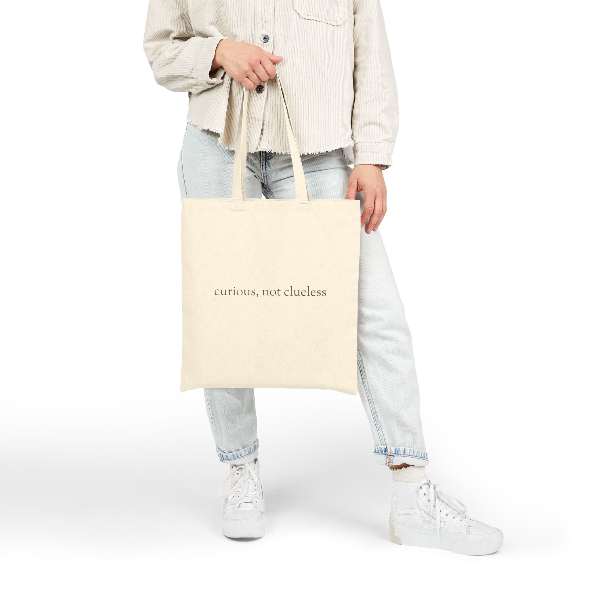 Meet Bashii Canvas Tote Double-Sided “Curious, Not Clueless” Heavyweight Cotton Bag