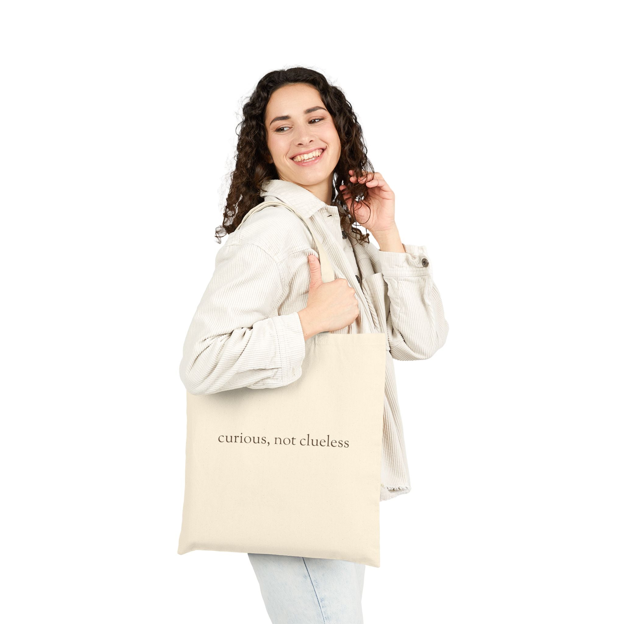 Meet Bashii Canvas Tote Double-Sided “Curious, Not Clueless” Heavyweight Cotton Bag