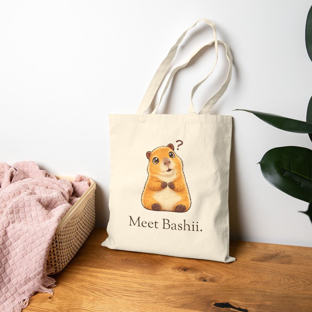 Meet Bashii Canvas Tote Double-Sided “Curious, Not Clueless” Heavyweight Cotton Bag