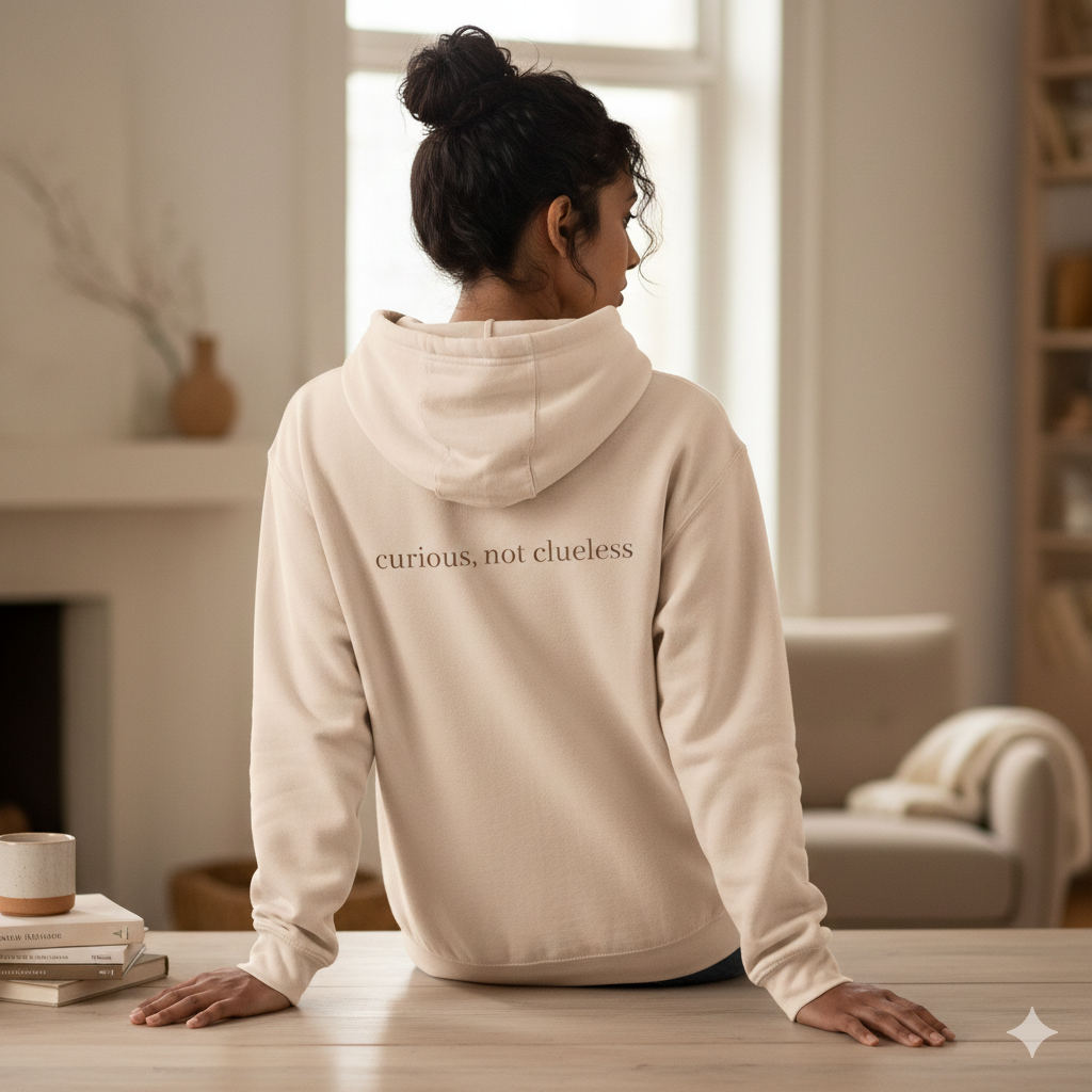 Curious Bashii Hoodie “Curious, Not Clueless” Unisex Fleece
